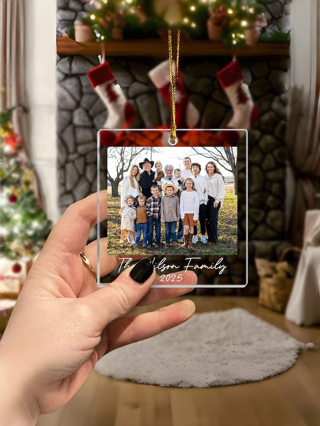 Custom Family Photo Portrait Christmas Ornament: Large Family Christmas Keepsake 2025, Picture Ornament Gift